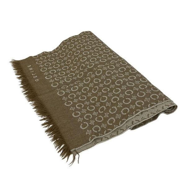 CELINE セリーヌ ウール　マフラー　イタリア製 マカダム　ヴィンテージ CELINE CELINE MACADAM PATTERNED WOOL MUFFLER MADE IN ITALY